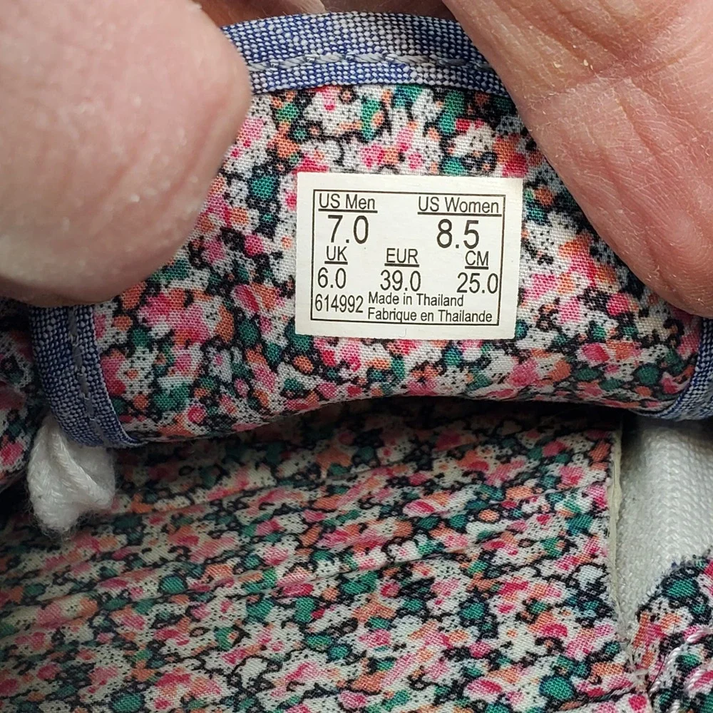 Vans Authentic Low Top Denim Floral Print Sneakers Women US 8.5